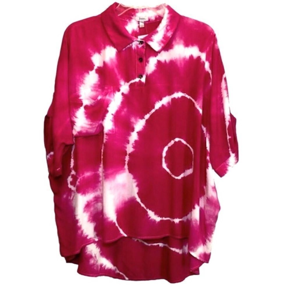 Jodifl Vista Top in Fuchsia Pink/White Tie Dye Women’s Large